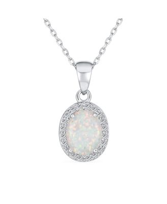 Sterling Silver Opal And Colorful Rainbow CZ Halo Necklace Sterling Silver Opal And Colorful Rainbow CZ Halo Necklace