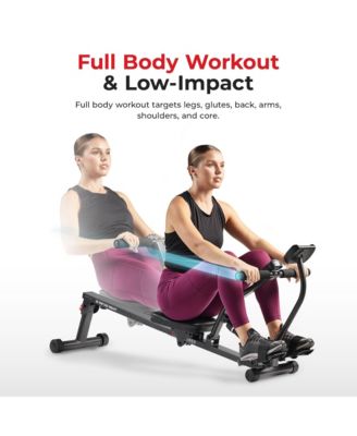 Smart Compact Hydraulic Rower &with 12 Levels Resistance and Free SunnyFit  App Via Bluetooth