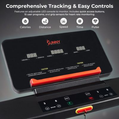 Interactive Slim Folding Treadmill with 12-Level Auto Incline, Advanced Brushless Motor & FREE SunnyFit App via Bluetooth – T722022