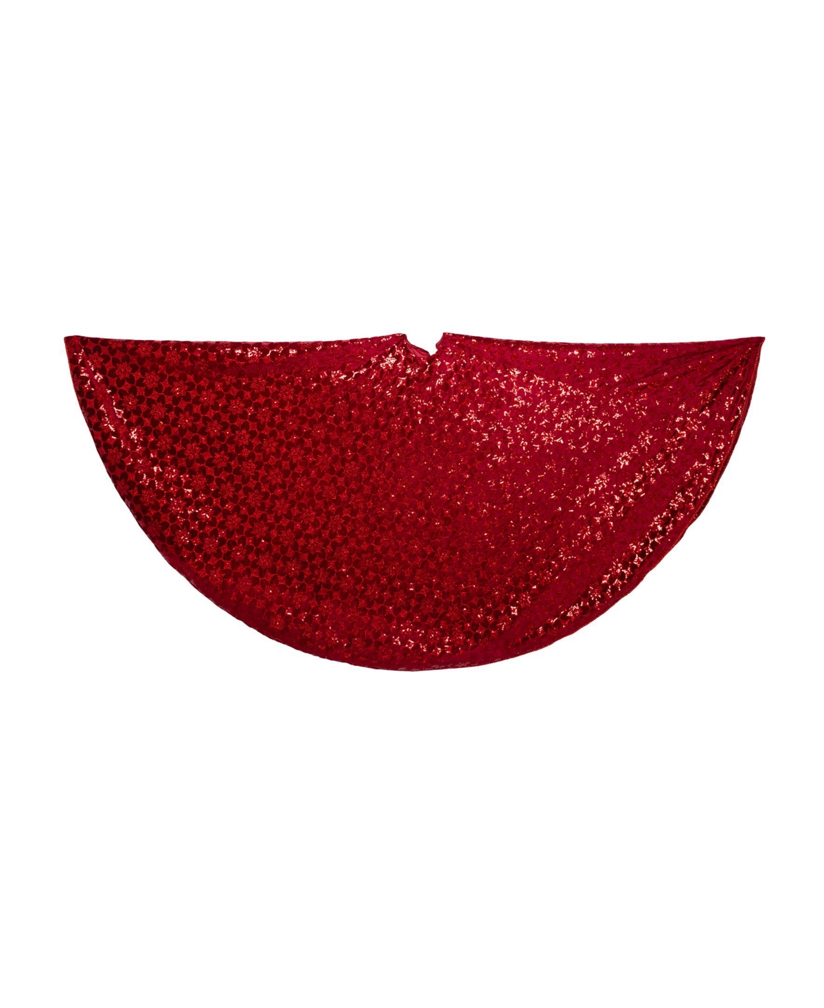 Kurt Adler 72-inch Burgundy Sequin With Metallic Cord Tree Skirt In Red