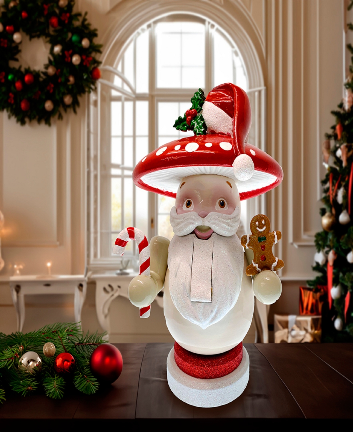 Kurt Adler 12-inch Merry Little Mushroom Nutcracker In White