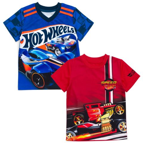 Футболки Hot Wheels 2 Pack Athletic T-Shirts для мальчиков-малышей, цвет: Красный / Синий