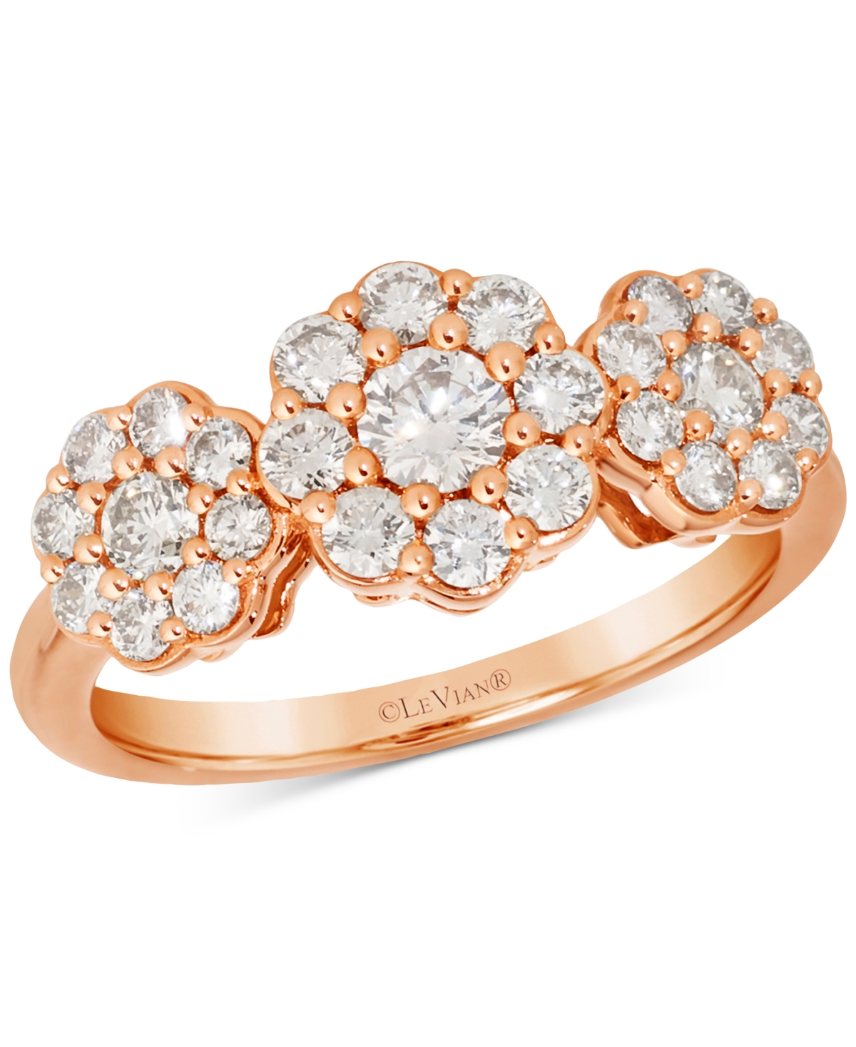 Le Vian Nude Diamond Triple Cluster Flower Ring (1 Ct. T.w.) In 14k Rose Gold In Rose Gold