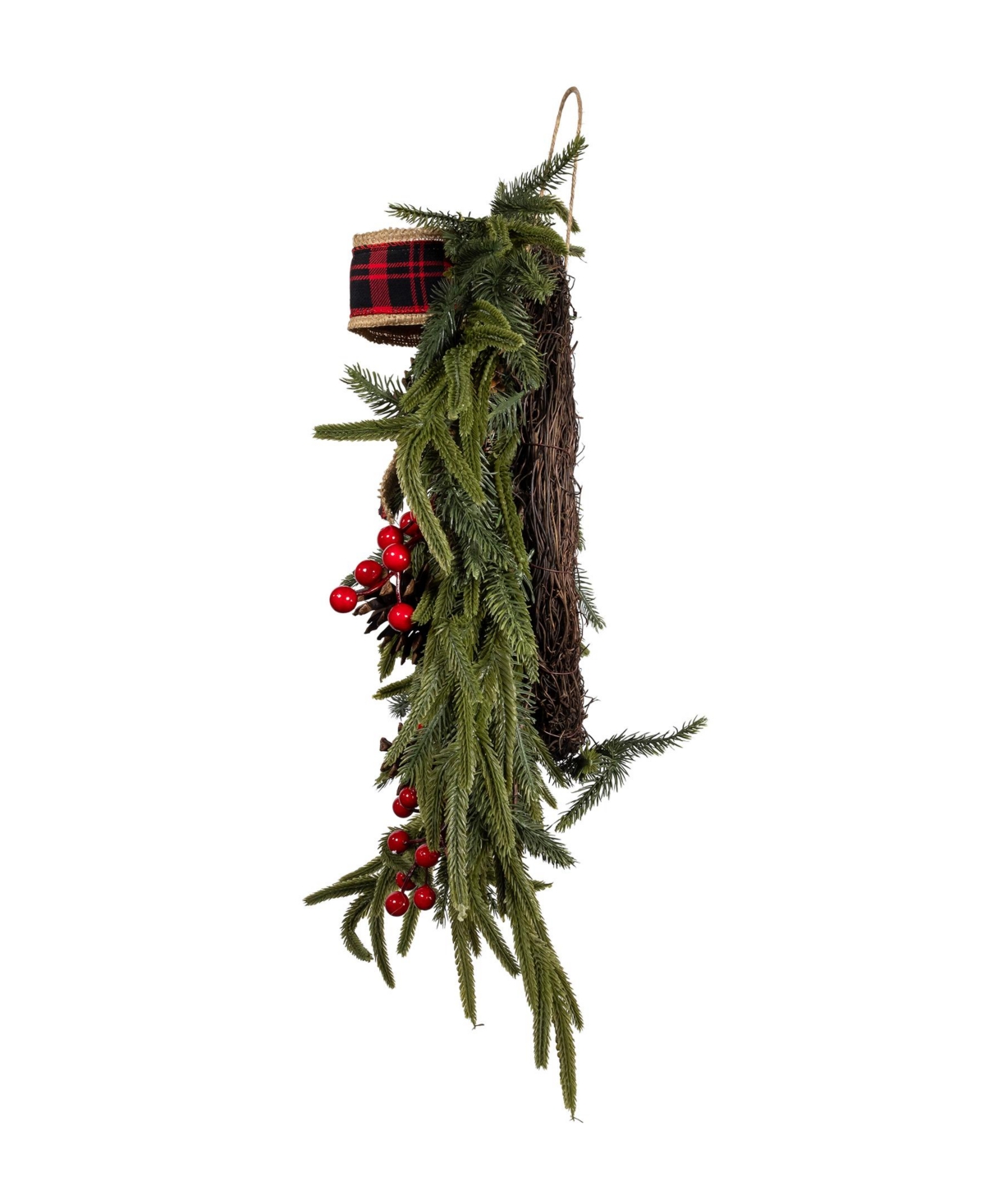 Kurt Adler 24-Inch Unlit Berries and Pinecone Rattan Wreath