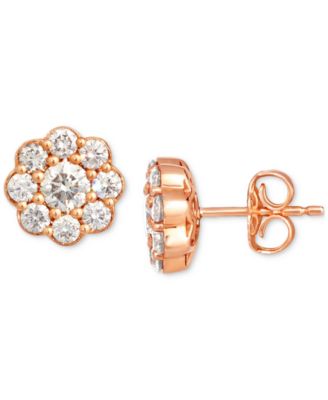 Кольцо Le Vian с обнаженным бриллиантовым цветком, серьги-гвоздики и колье-подвеска из розового золота 14 карат