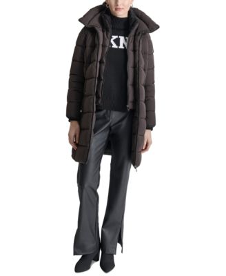 Women's Bibbed Hooded Zip-Front Puffer Coat