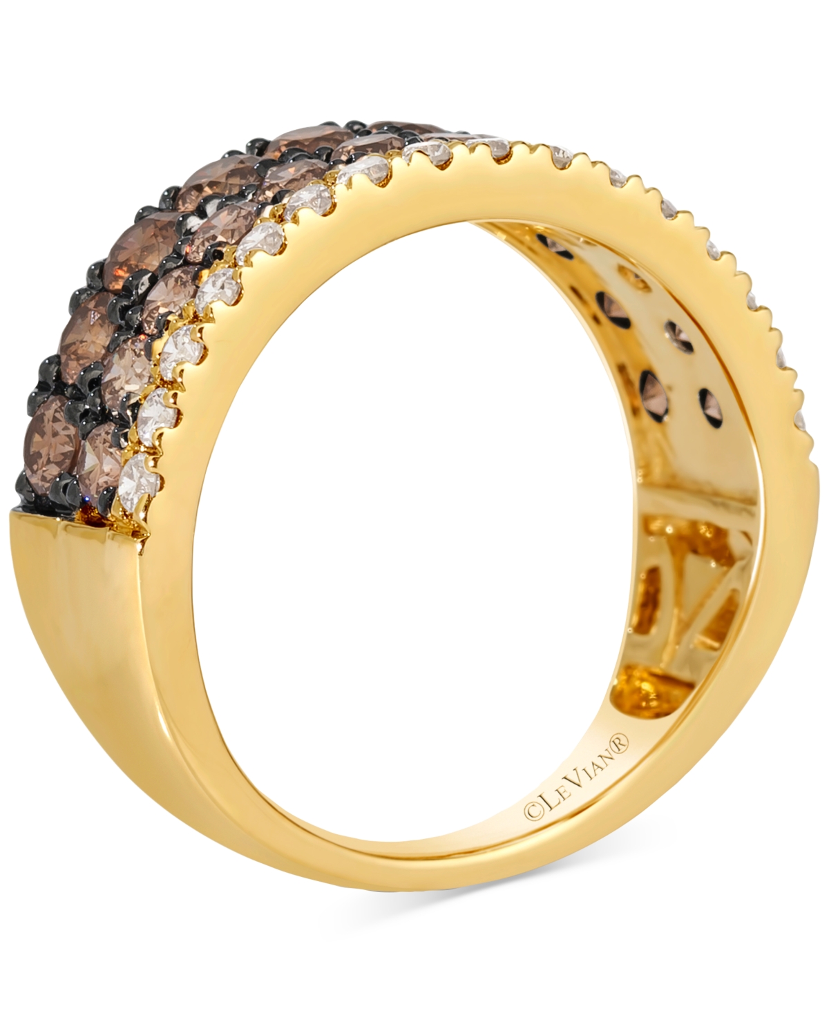 Le Vian Chocolate Ombre Diamond Triple Row Ring (1-7/8 Ct. T.w.) In 14k Gold In Gold