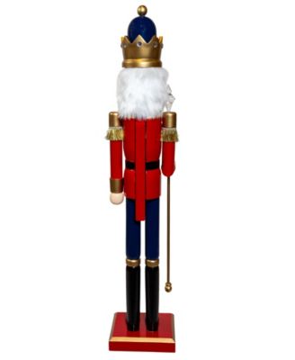 36-Inch Wooden Red and Blue King Nutcracker