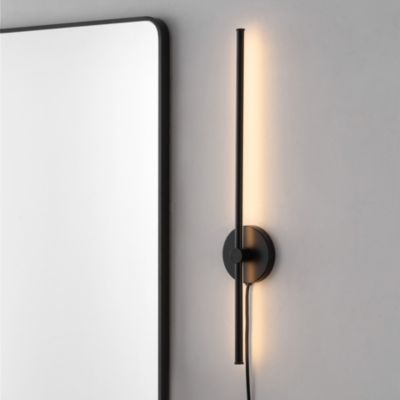 Anton 27.25" 1-Light Modern Minimalist Iron Adjustable Bar Integrated LED Plug-In Sconce