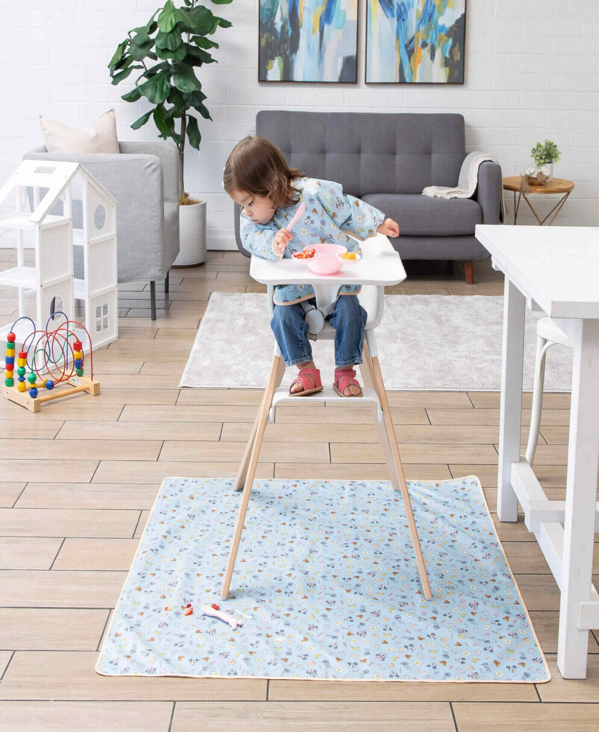 Bumkins Disney Brunch Bunch Waterproof Splat Mat, 42" X 42" In Blue