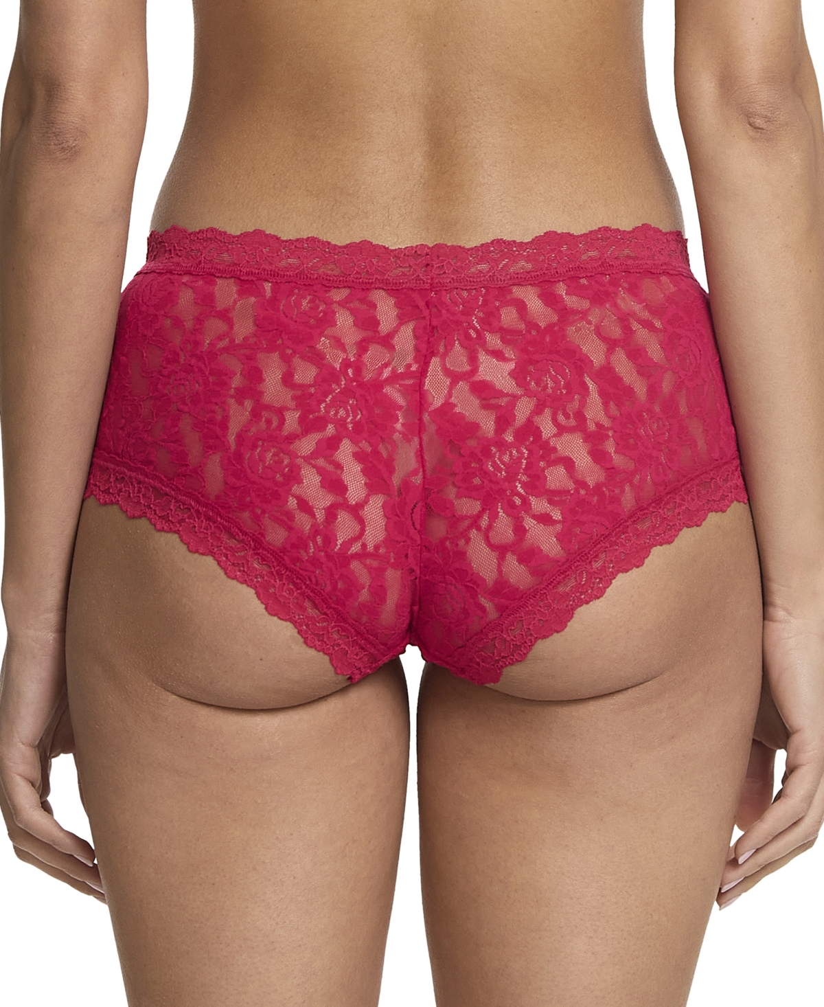 Hanky Panky Womens Evening Pour Signature Mid-rise Lace Boyshort Briefs In Beet Juice Red