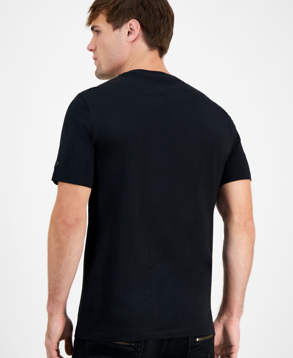 Guess Men's Flocked Short Sleeve Crewneck T-Shirt - Jet Black A996