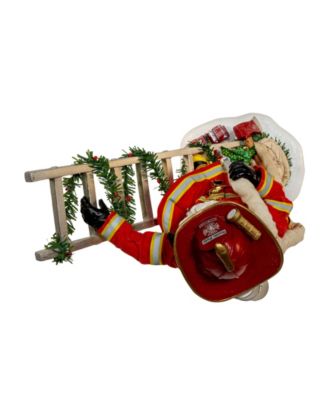 11.5-Inch Fabrich&eacute; Fireman Santa On Ladder