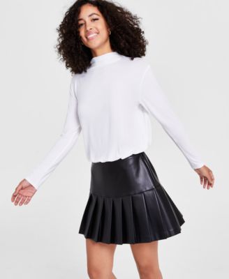 Bar III - Women's Mock-Neck Long-Sleeve Blouson Top