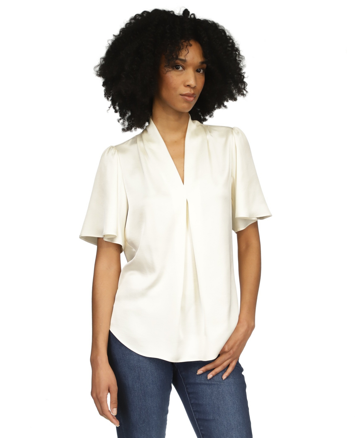 Michael Michael Kors Women's Satin V-Neck Top