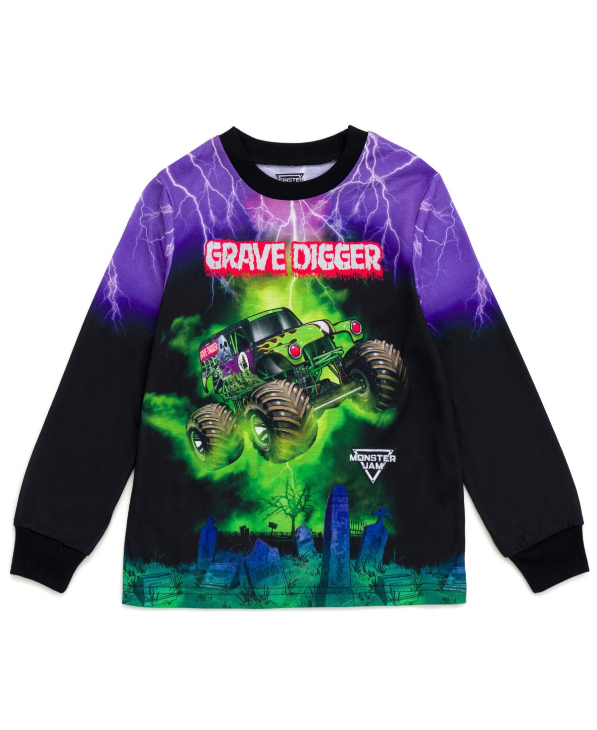 Monster Jam Toddler Boys Pullover Pajama Shirt and Pants Sleep Set toEl Toro Loco Megalodon - Grave digger