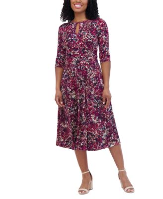 Jessica Howard - Petite Printed Keyhole Midi Dress