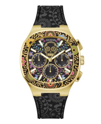 GUESS Men s Multi Function Black Silicone Watch 44mm Macy s