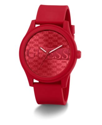 Men's Analog Red Silicone Watch 45mm
