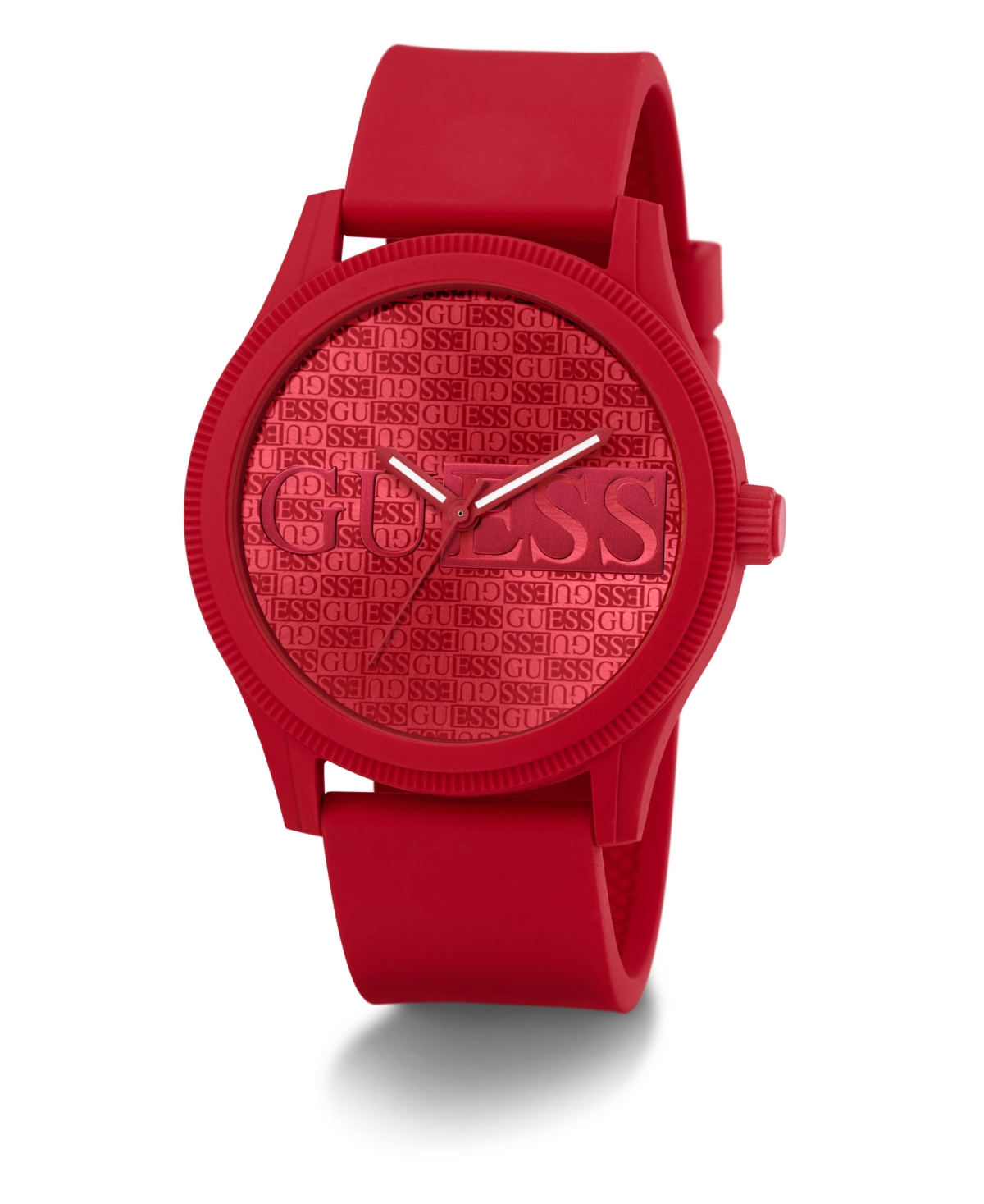 Guess Men's Analog Red Silicone Watch 45mm In Red