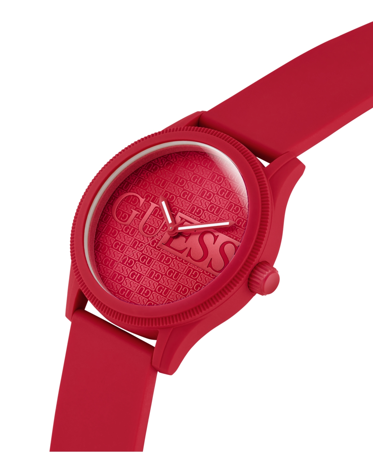 Guess Men's Analog Red Silicone Watch 45mm In Red