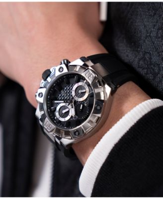 Men's Multi-Function Black Silicone Watch 46mm