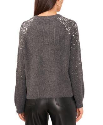 Women's Cozy Crewneck Sequined Raglan-Sleeve Sweater