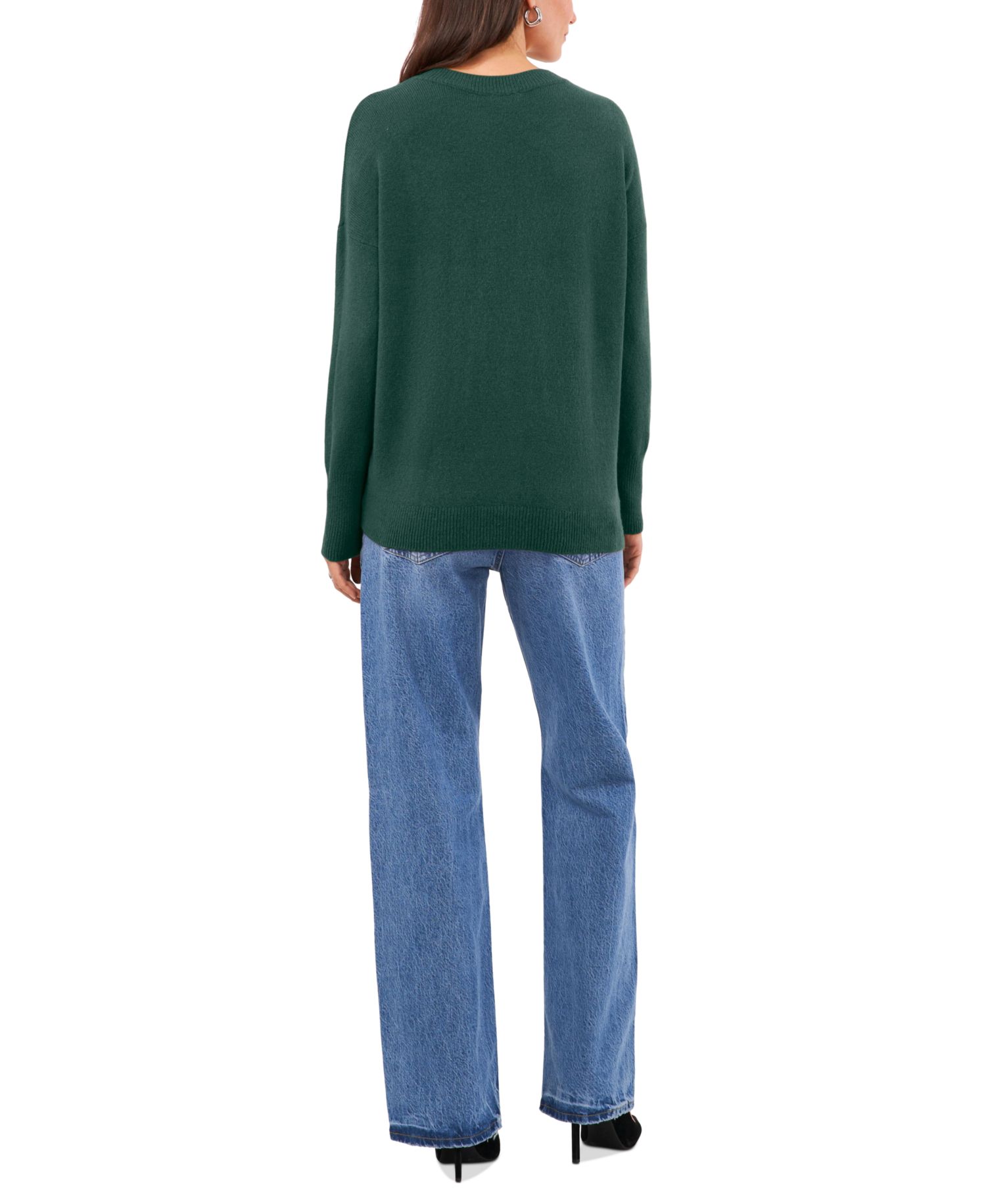 Women's Cozy V-Neck Dropped-Shoulder Sweater