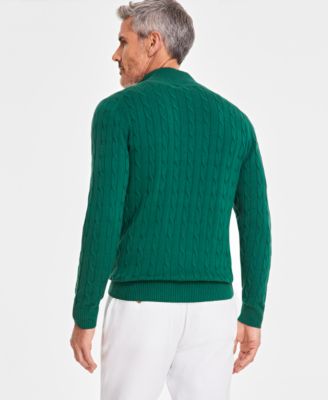 Men's Cable Knit Quarter-Zip Cotton Sweater, Created for Macy's 