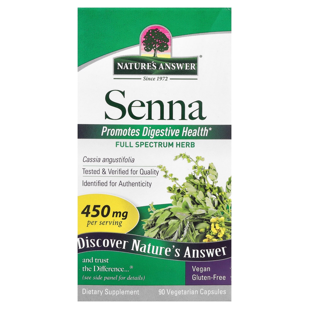 Senna 450 mg - 90 Vegetarian Capsules - Assorted Pre-pack (See Table 9