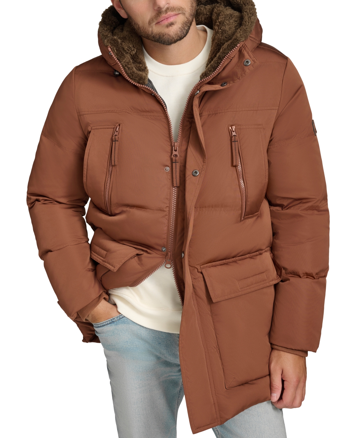 Men's Mackay Faux-fur Parka Jacket In Copper