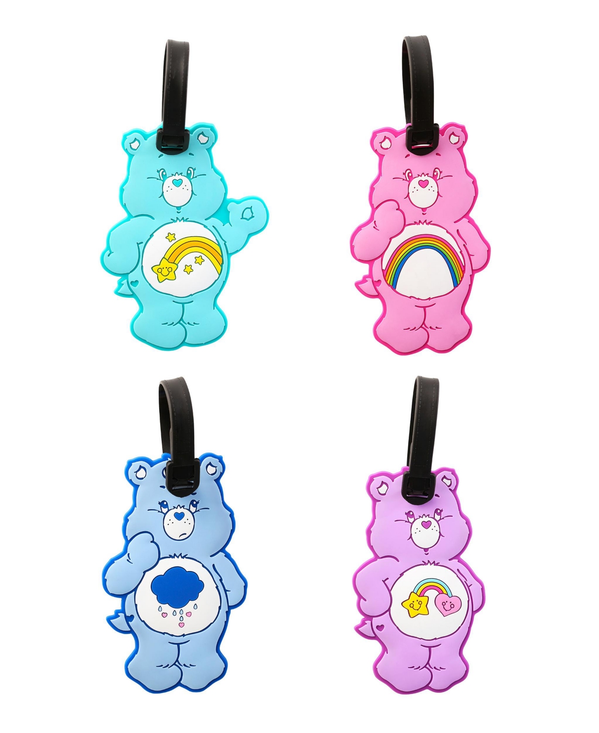 Care Bears Luggage Tags - Set of 4 - Blue, green, purple, pink