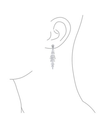 Cubic Zirconia CZ Linear Statement Asian Estate Art Deco Style Column Chandelier Earrings Prom