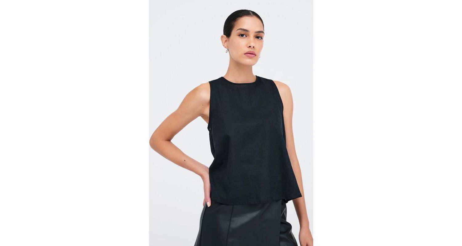 Women's McKinley Sheer Linen Sleeveless A-Line Top with Back Zip