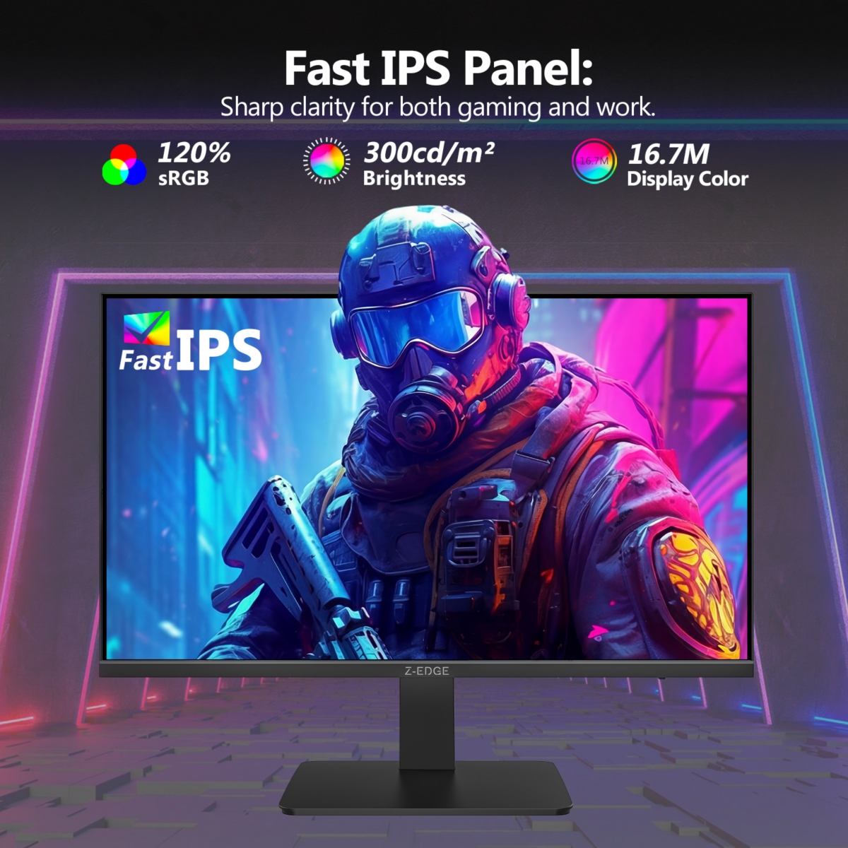 Z-edge 27 inch 1080P Full Hd 165Hz 1ms Curved Gaming Monitor, FreeSync, HDR10, 2 x Hdmi, 1 x DisplayPort