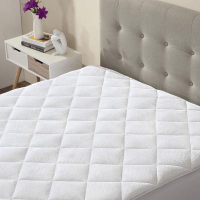 CIRCLESHOME Double Puff Microfiber Fleece Mattress Pad White