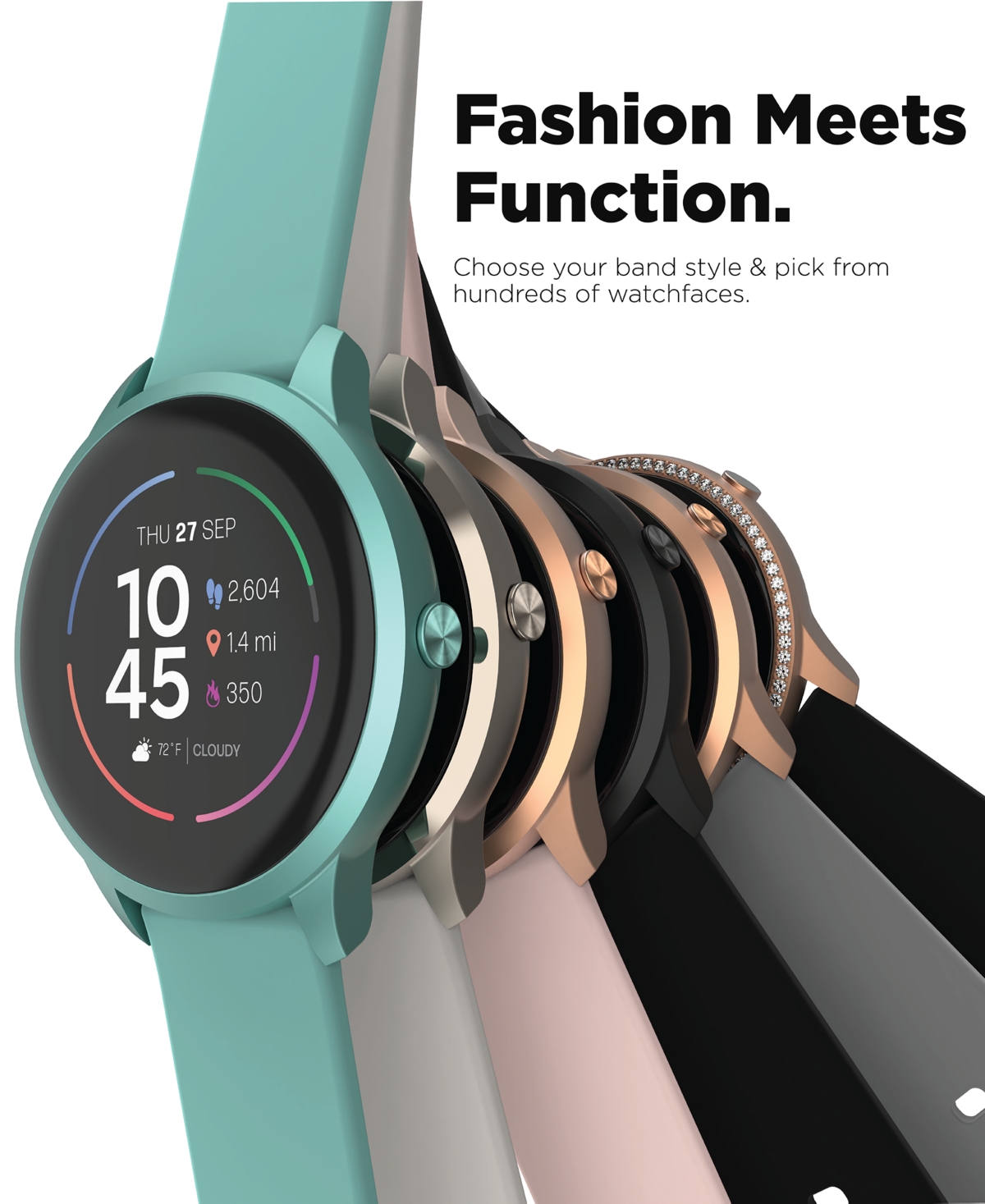 iTouch Sport 4 Unisex Silicone Strap Smartwatch 43.2mm with Wireless Earbuds Bundle Set -White