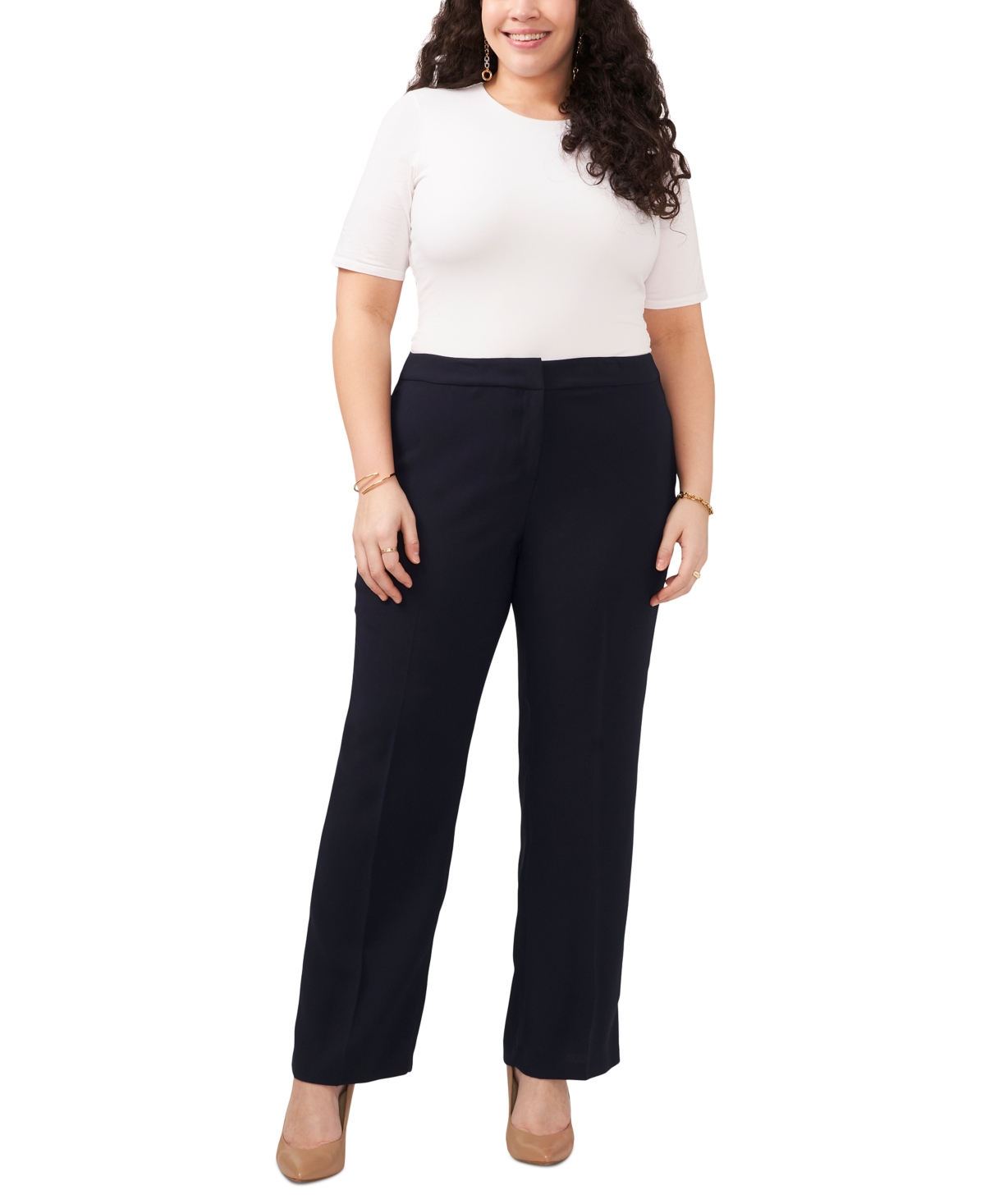 VINCE CAMUTO PLUS SIZE MOSS CREPE WIDE-LEG PANTS 