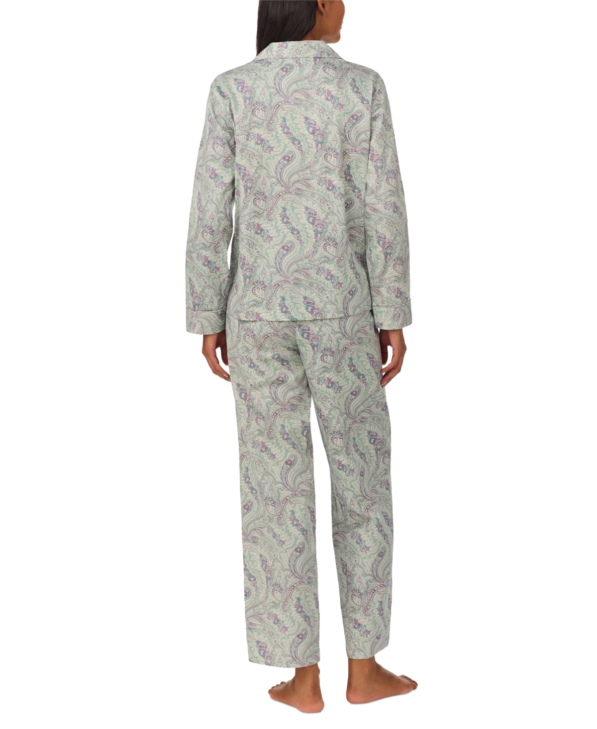 Lauren Ralph Lauren Petite 2-Pc. Long-Sleeve Notch-Collar Long Pants Pajama Set -prt