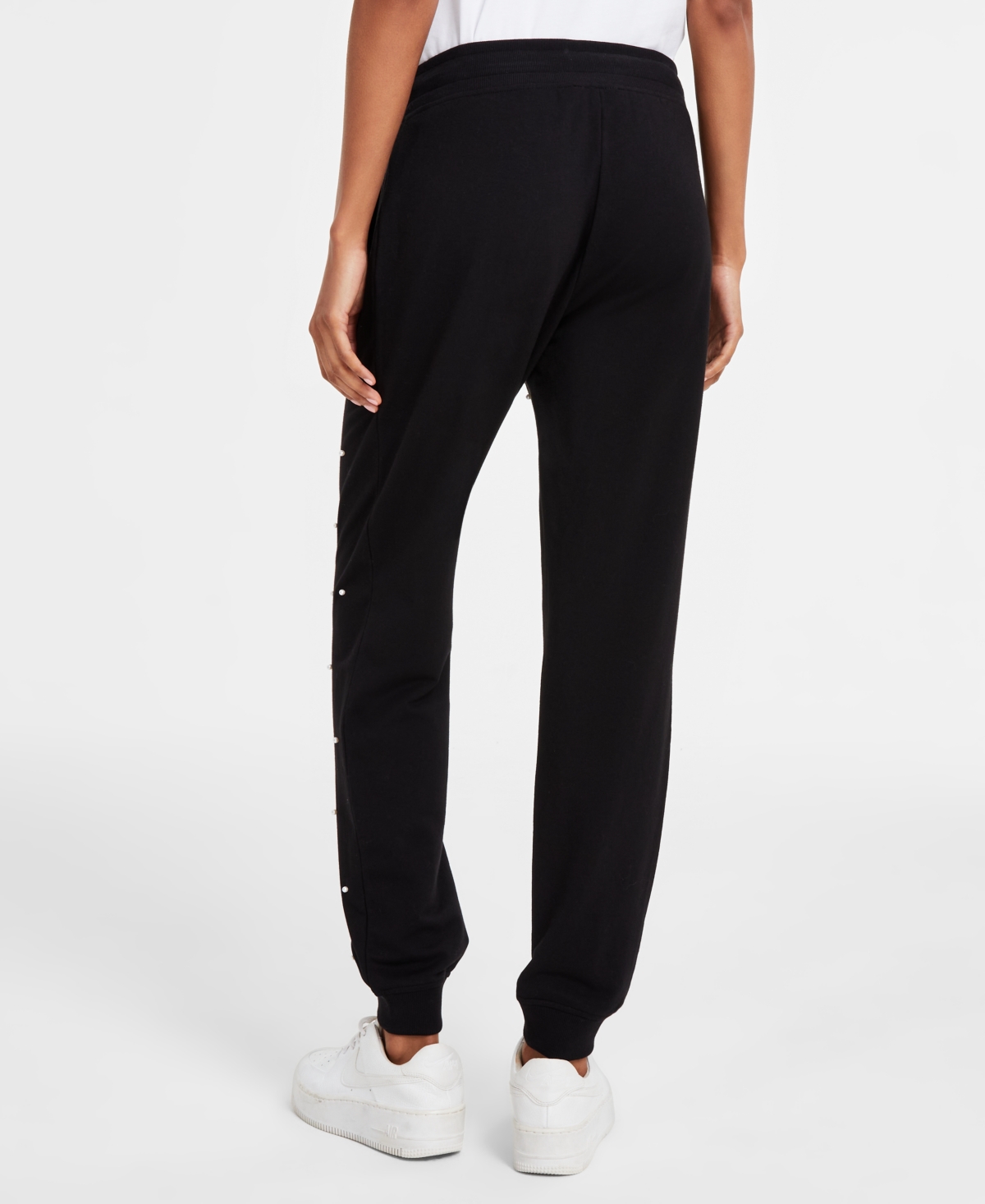 Karl Lagerfeld Paris Women's Faux-Pearl Embellished Jogger Pants, Regular & Petite