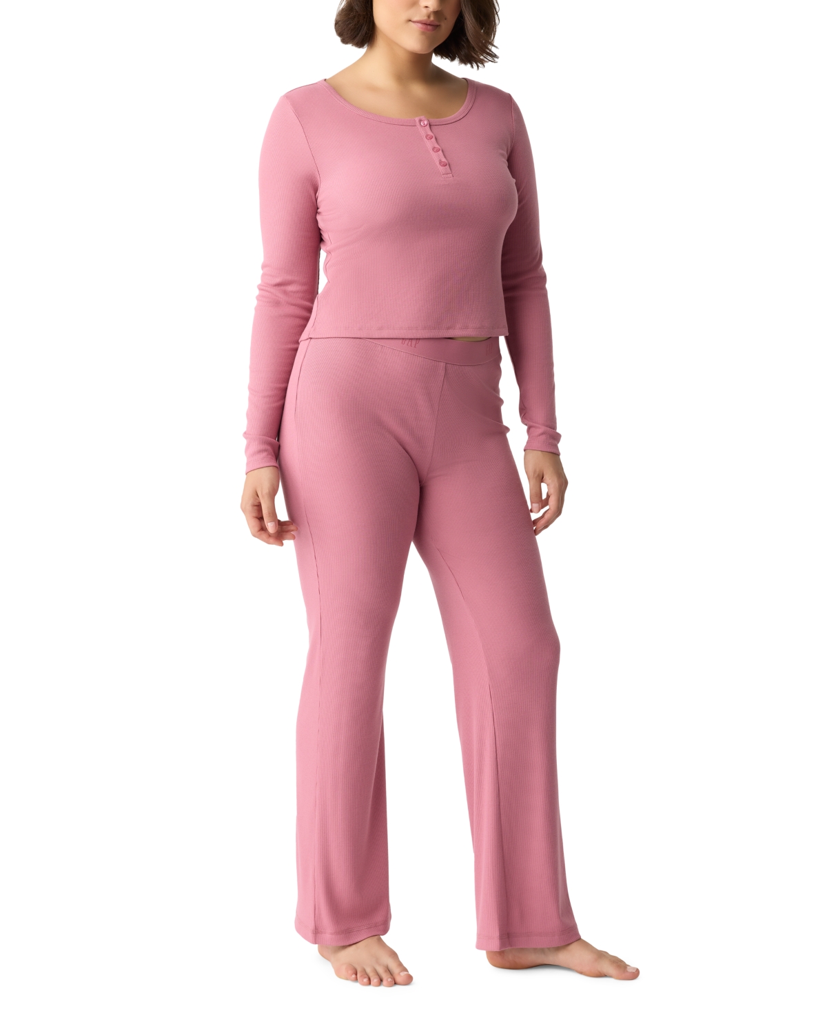 GapBody Women's Ribbed High-Rise Pajama Pants - Distinct Green
