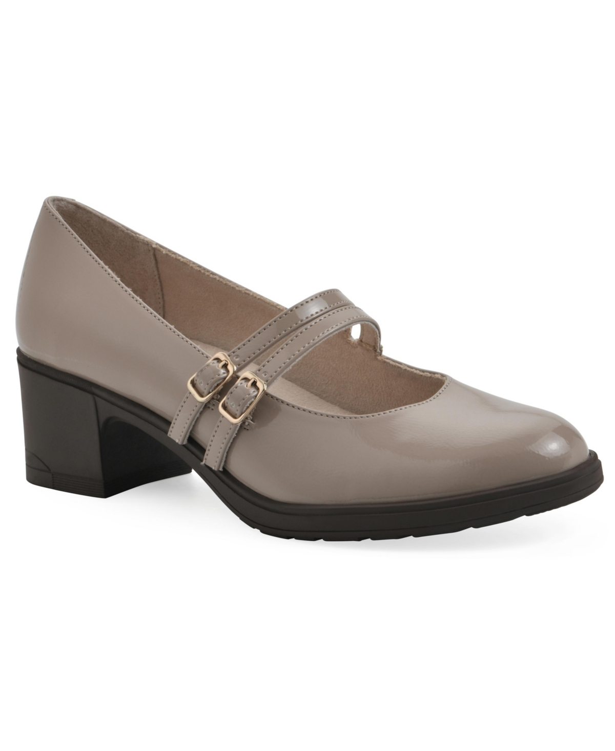 Cliffs By White Mountain Women's Hunta Mary Jane Style Block Heel Pumps In Taupe Patent