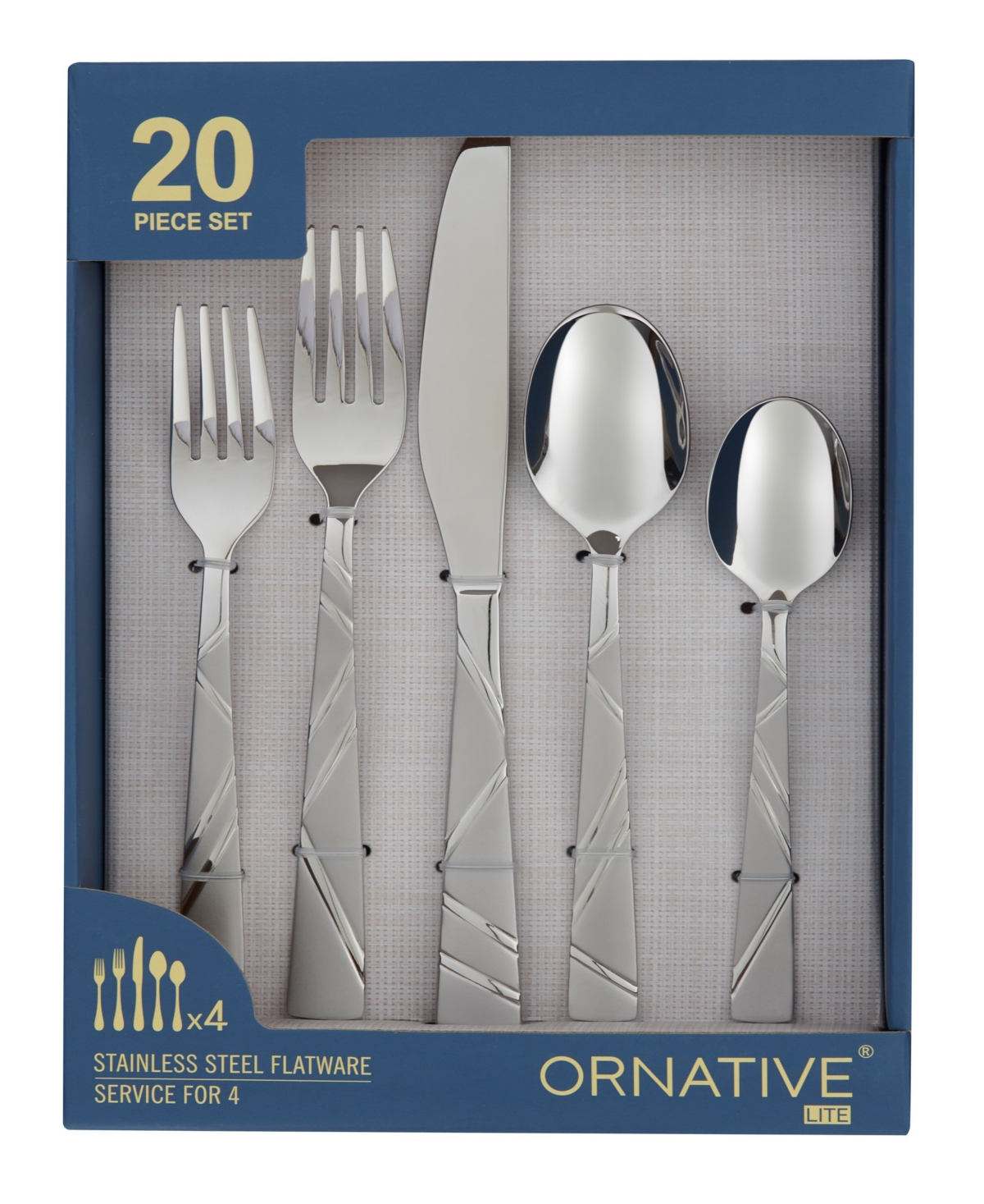 Ornative Jonah Sand Service For 4 20 Piece Flatware Set In Silver