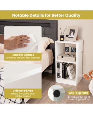 2 PCS Bookshelf 2-Tier Open Wood Display Organizer Set Vinyl Record Cube Storage