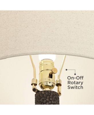 Lukas Modern Mid Century Table Lamp 27" Tall Black Pebbled White Cream Drum Shade for Bedroom Living Room Bedside Nightstand Kids