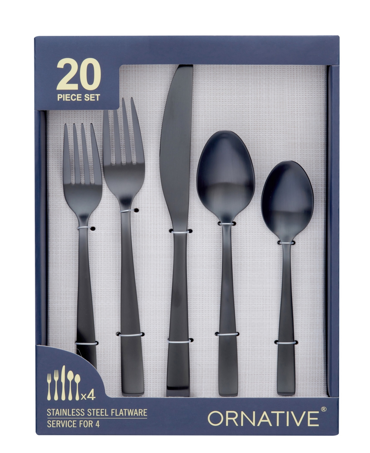 Ornative Lola Service For 4 20 Piece Flatware Set In Black