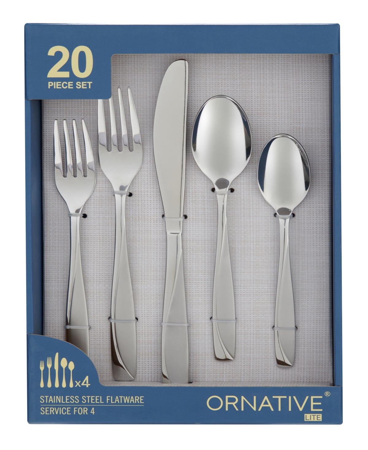 Ornative Cian Sand Service For 4 20 Piece Flatware Set In Silver