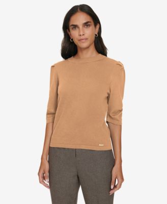 Calvin Klein - Women's Elbow-Sleeve Crewneck Sweater