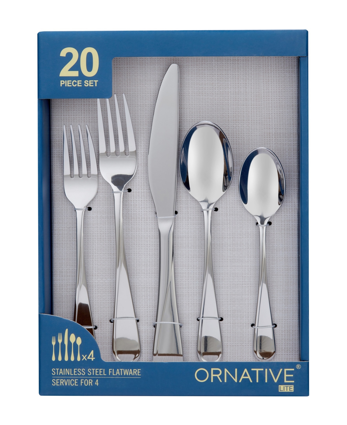 Ornative Noa Mirror Service For 4 20 Piece Flatware Set In Silver