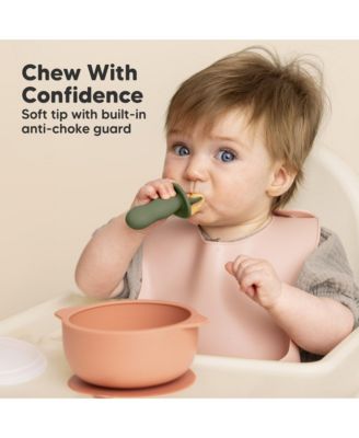 4-Pack Prep Baby Spoons & Forks Set, Self Feeding Baby Utensils 6-18 Months, Silicone BLW Baby Feeding Set, BPA-Free